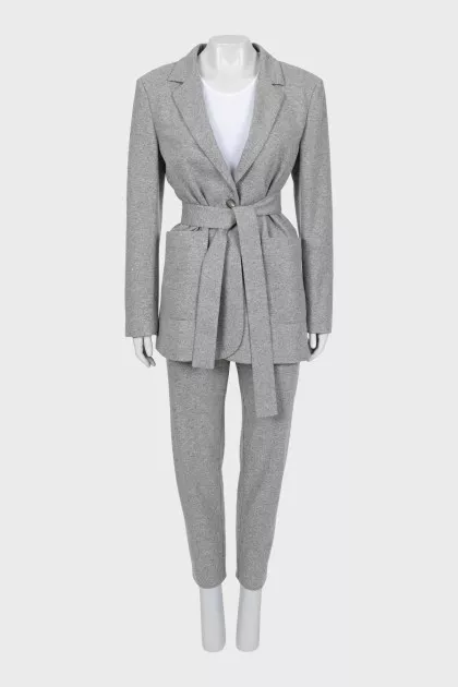 Gray suit with belt