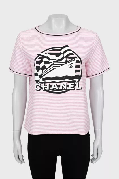 Striped T-shirt with signature print