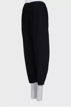 Black tapered trousers with elastic