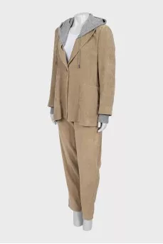 Corduroy brown suit with trousers