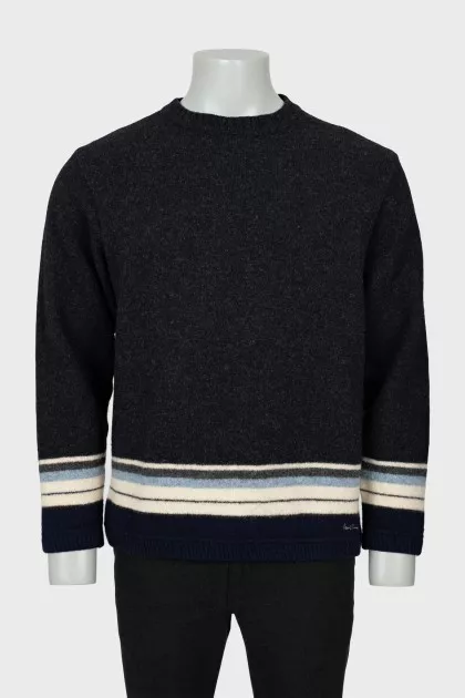 Men's wool sweater with stripes