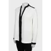Black and white silk blouse
