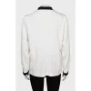 Black and white silk blouse