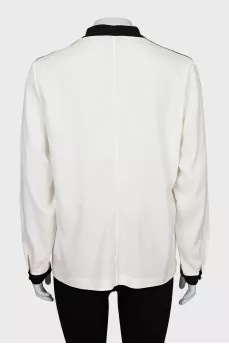 Black and white silk blouse