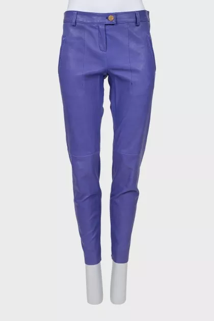 Purple leather trousers