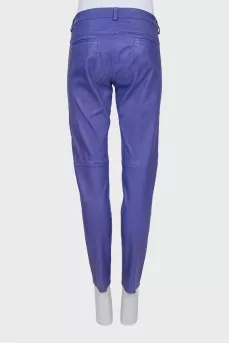 Purple leather trousers