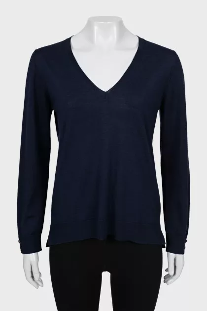Blue pullover with gold buttons