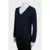 Blue pullover with gold buttons
