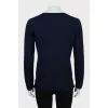 Blue pullover with gold buttons