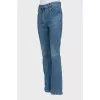 Blue high-waisted flared jeans