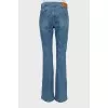 Blue high-waisted flared jeans
