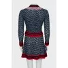 Knitted suit with cardigan and skirt
