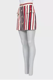 Denim mini skirt in signature print