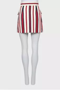Denim mini skirt in signature print