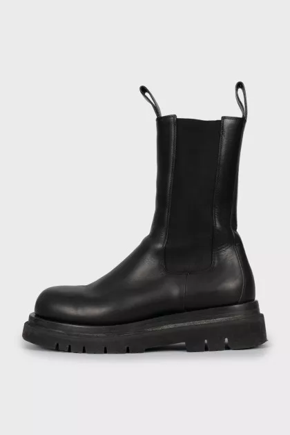 Men's black leather Chelsea boots