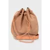 Leather drawstring bag