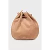 Leather drawstring bag
