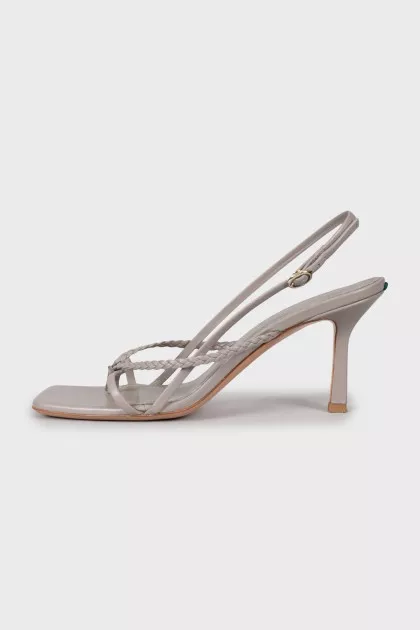 Gray leather sandals