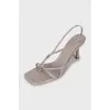 Gray leather sandals