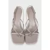 Gray leather sandals
