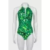 One-piece swimsuit with fan