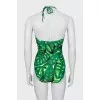 One-piece swimsuit with fan