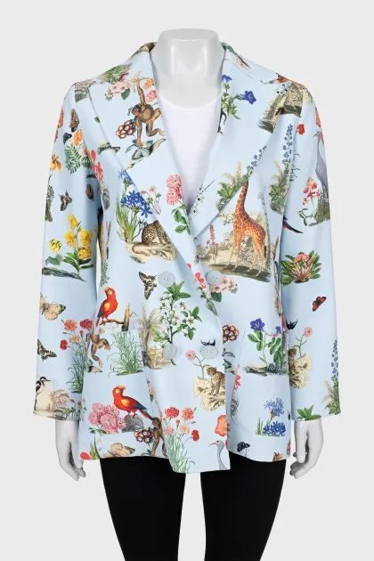 Printed straight-fit jacket