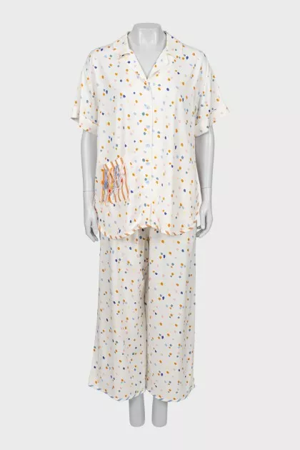 Suit with polka dot trousers