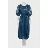 Linen embroidered dress with buttons