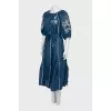 Linen embroidered dress with buttons