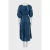 Linen embroidered dress with buttons