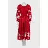 Red maxi dress with embroidery