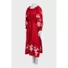 Red maxi dress with embroidery