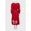 Red maxi dress with embroidery