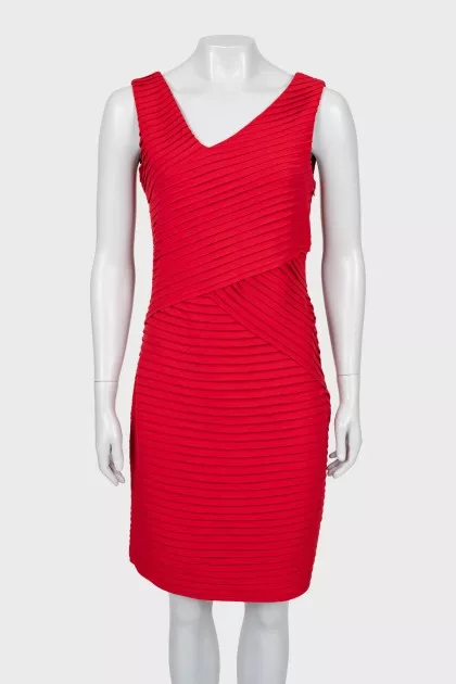 Red dress with V-neck