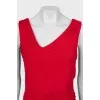 Red dress with V-neck