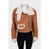 Short sheepskin coat made of eco-leather