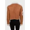 Short sheepskin coat made of eco-leather