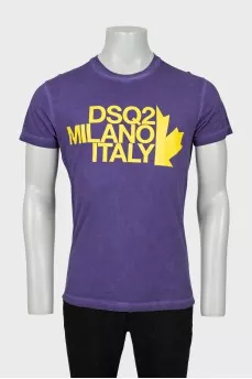 Men's purple printed T-shirt