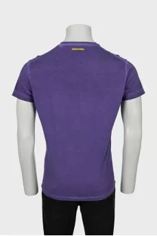 Men's purple printed T-shirt