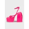 Pink leather heeled sandals