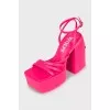 Pink leather heeled sandals