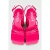 Pink leather heeled sandals