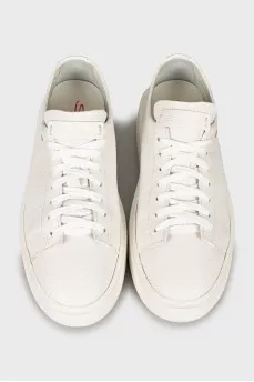 White sneakers with embossed leather
