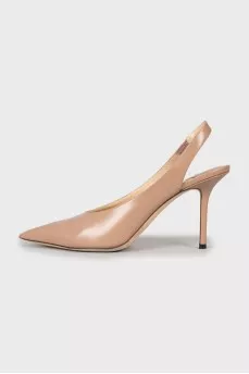 Leather slingbacks with stiletto heels
