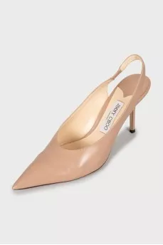 Leather slingbacks with stiletto heels
