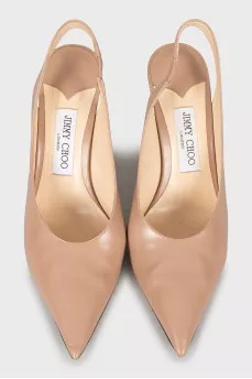 Leather slingbacks with stiletto heels