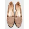 Patent leather high heel shoes