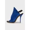Blue suede stiletto sandals