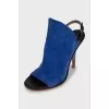 Blue suede stiletto sandals